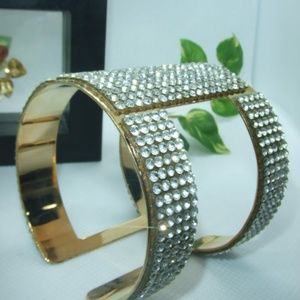Art Deco MOD Brilliant RHINESTONE  CUFF BRACELET